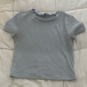 Light Blue Ribbed Crop Top